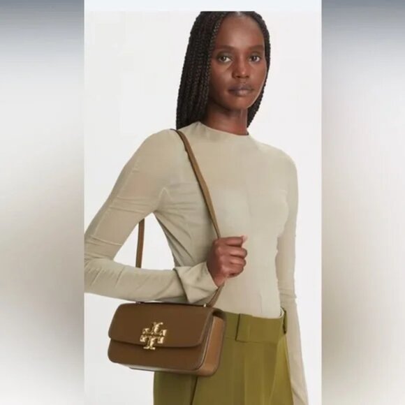 NWT Tory Burch Women's Small Eleanor Wide Convertible Shoulder Bag in Moose - Picture 1 of 9
